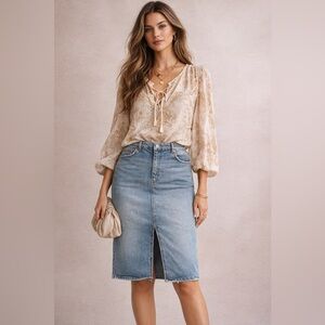 Anthropologie Denim Midi Skirt Pilcro Size 14